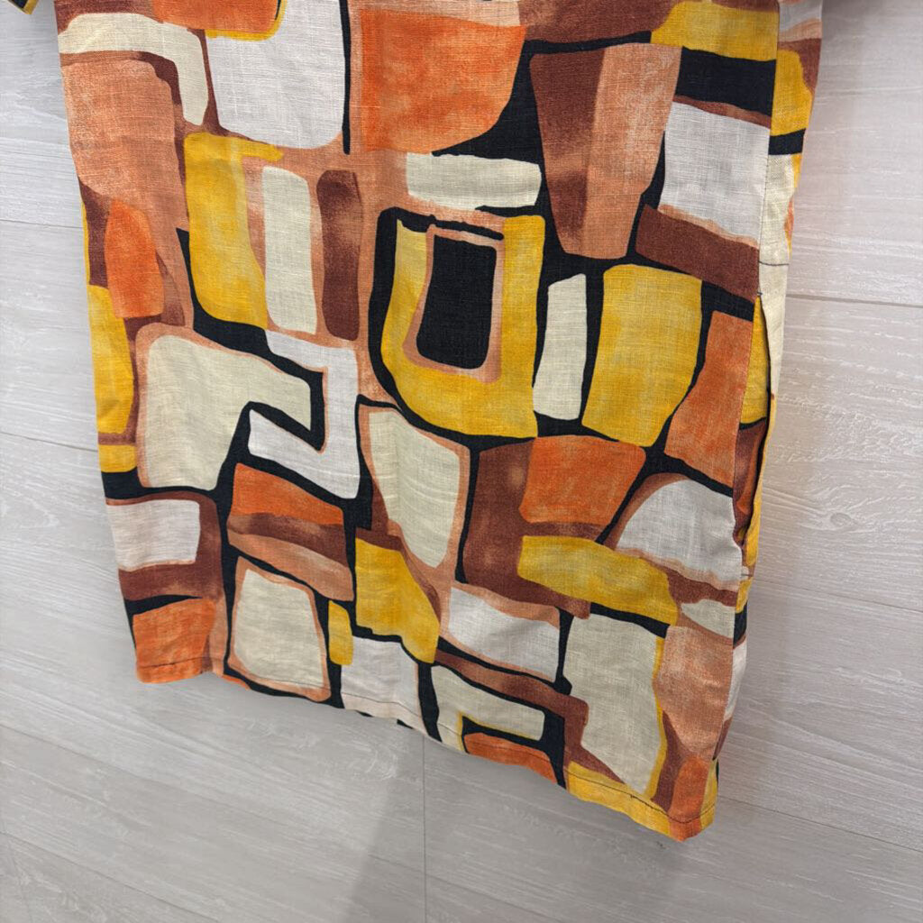 Ali Ro White/ Multi Print Short Sleeve Shift Dress Small