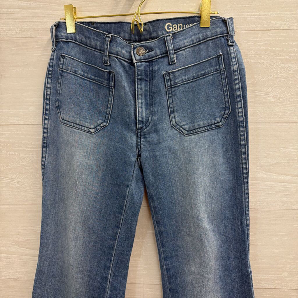 Gap Medium Wash Front Pocket Wide Leg Jeans 26 Petite