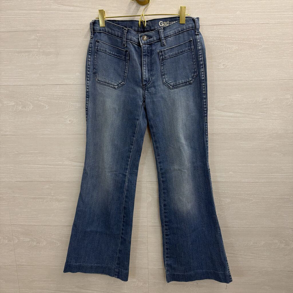 Gap Medium Wash Front Pocket Wide Leg Jeans 26 Petite