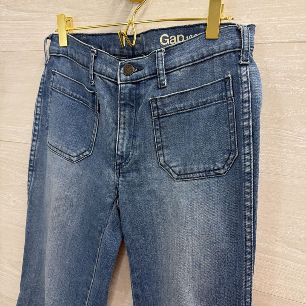 Gap Medium Wash Front Pocket Wide Leg Jeans 26 Petite