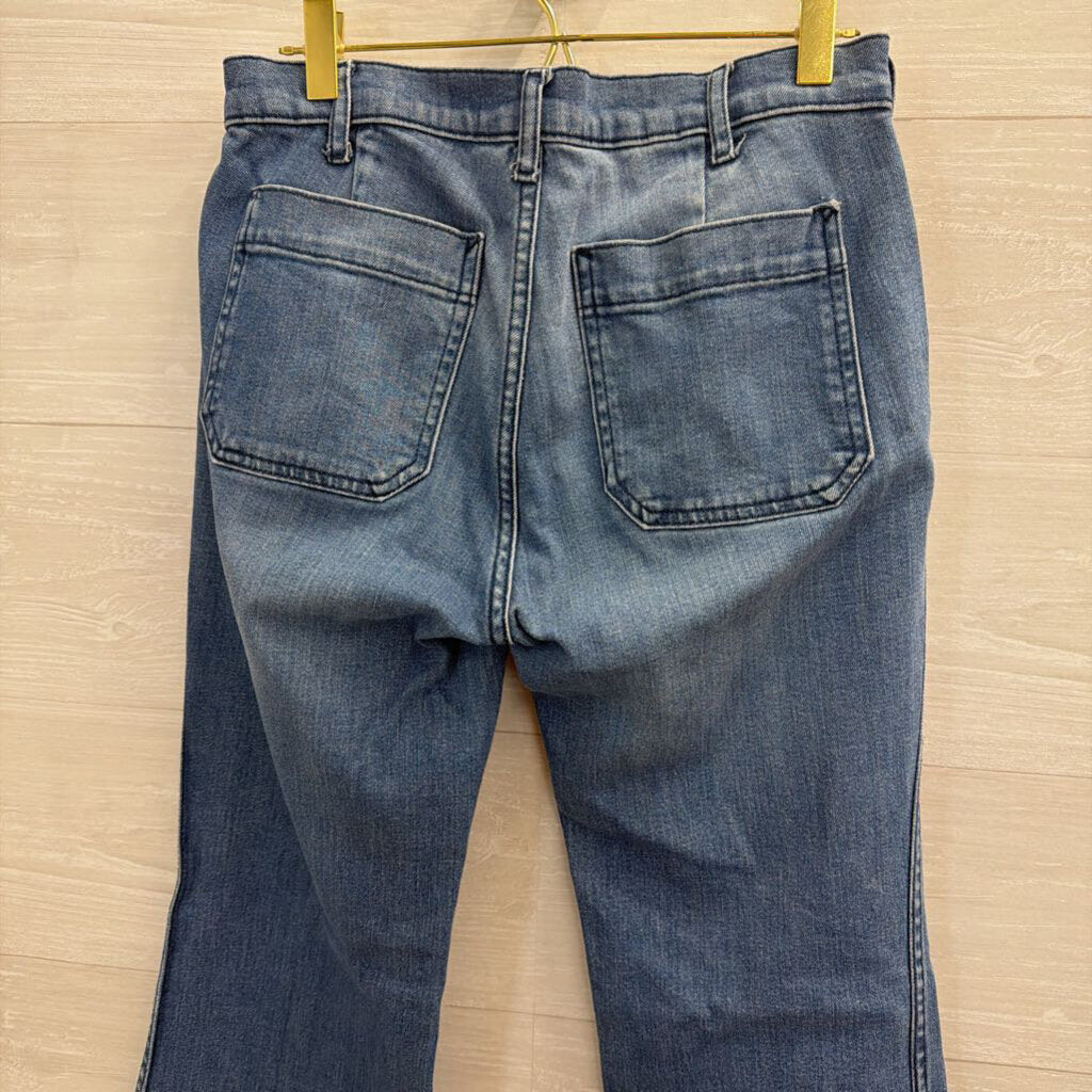 Gap Medium Wash Front Pocket Wide Leg Jeans 26 Petite