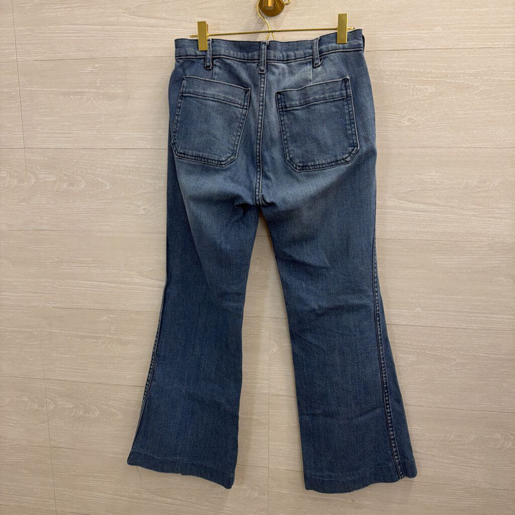 Gap Medium Wash Front Pocket Wide Leg Jeans 26 Petite