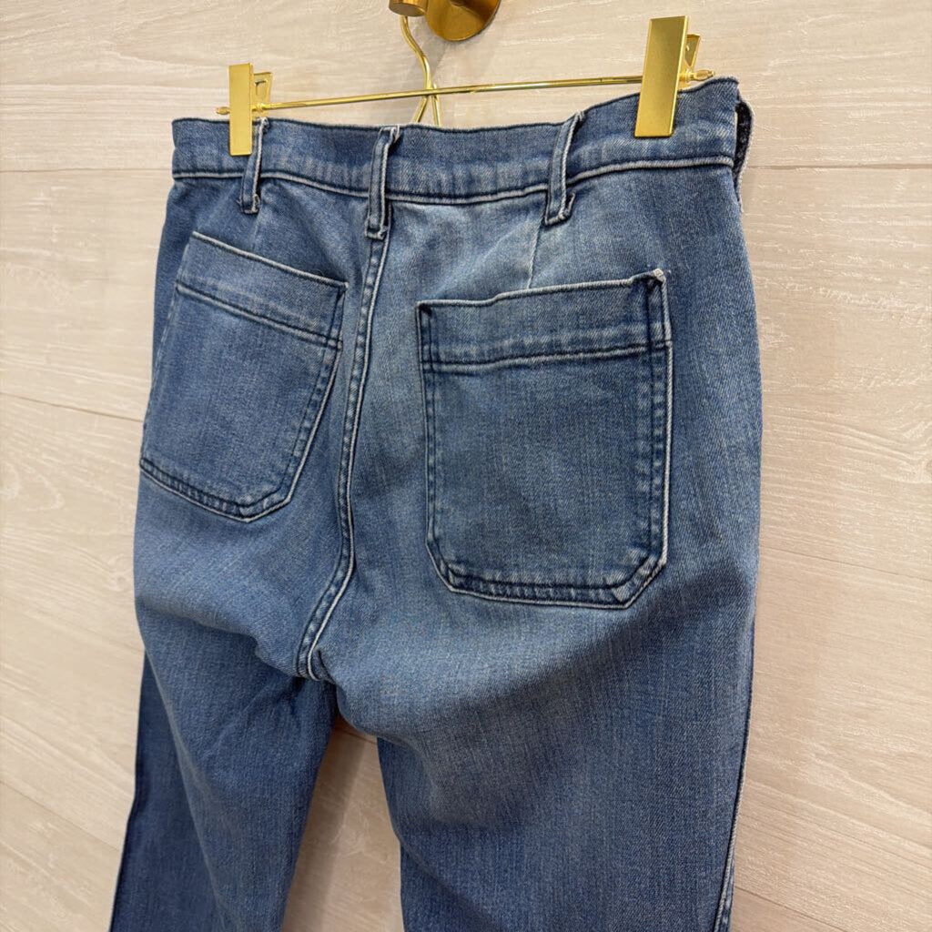 Gap Medium Wash Front Pocket Wide Leg Jeans 26 Petite