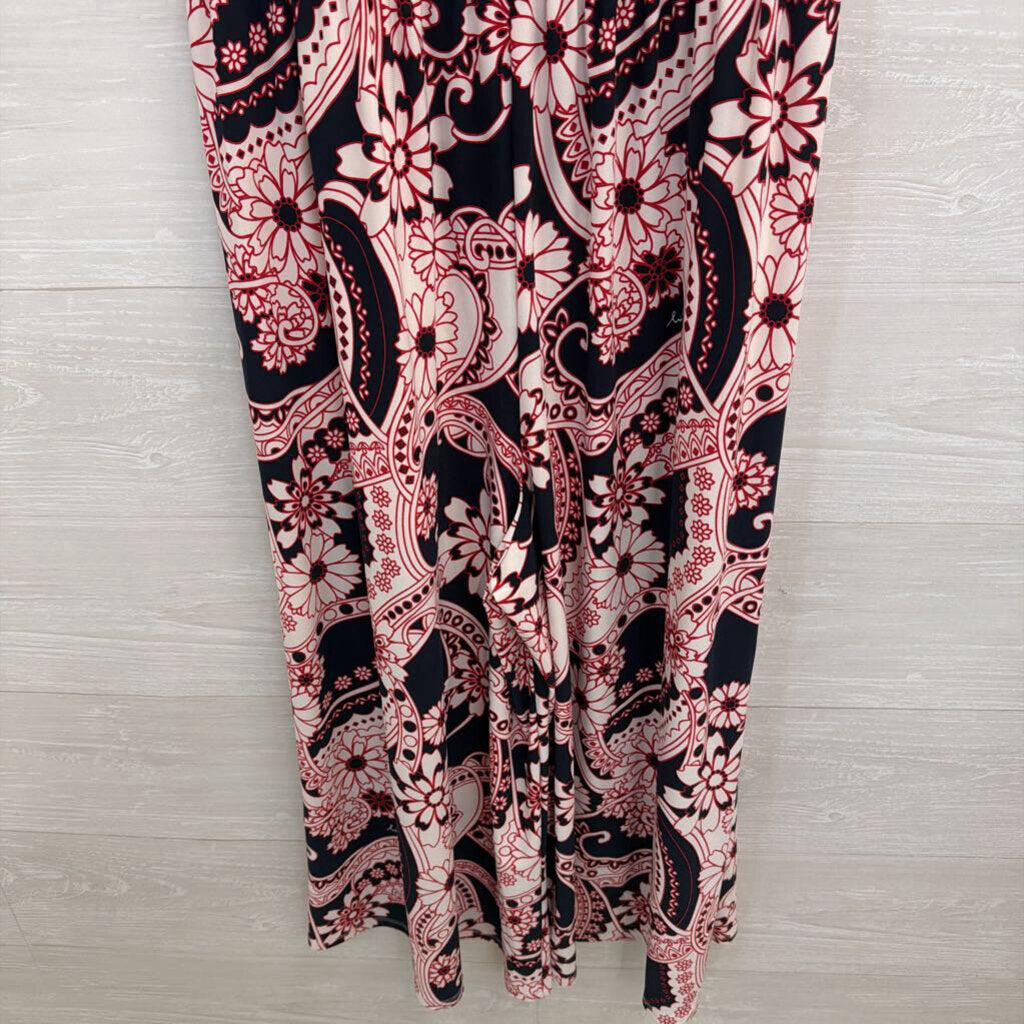 Tommy Hilfiger Navy/ Red/ White Print Sleeveless Tie Waist Dress Medium