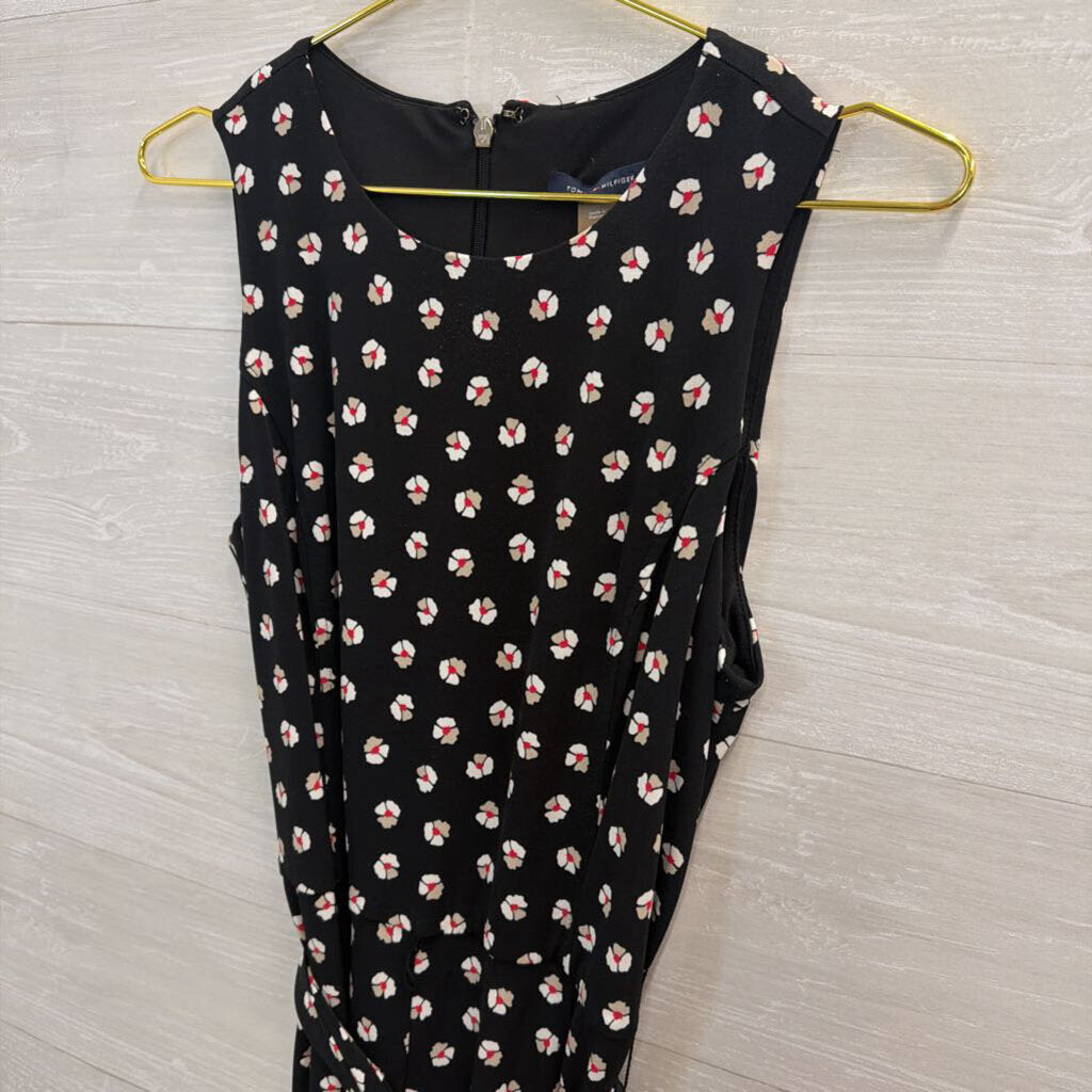 Tommy Hilfiger Black/ Multi Print Sleeveless Tie Waist Jumpsuit 8