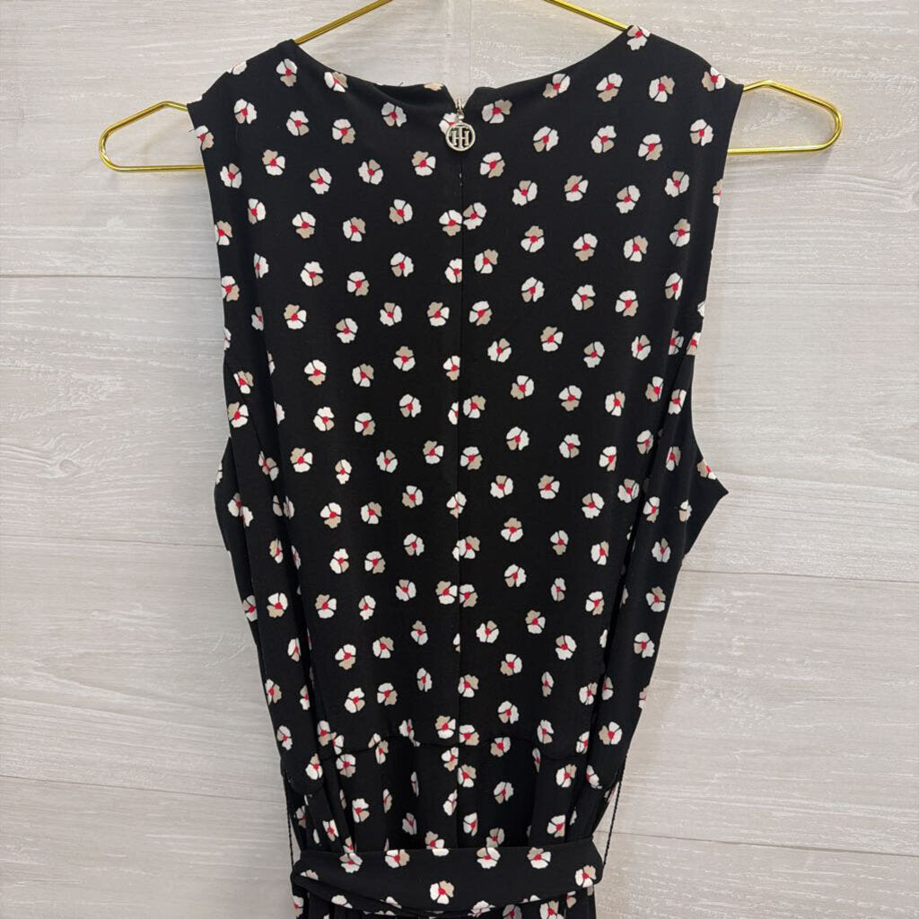 Tommy Hilfiger Black/ Multi Print Sleeveless Tie Waist Jumpsuit 8