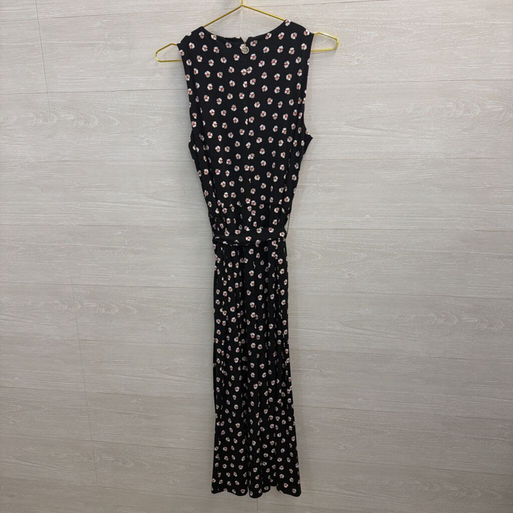 Tommy Hilfiger Black/ Multi Print Sleeveless Tie Waist Jumpsuit 8
