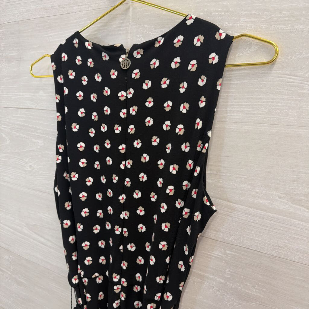Tommy Hilfiger Black/ Multi Print Sleeveless Tie Waist Jumpsuit 8