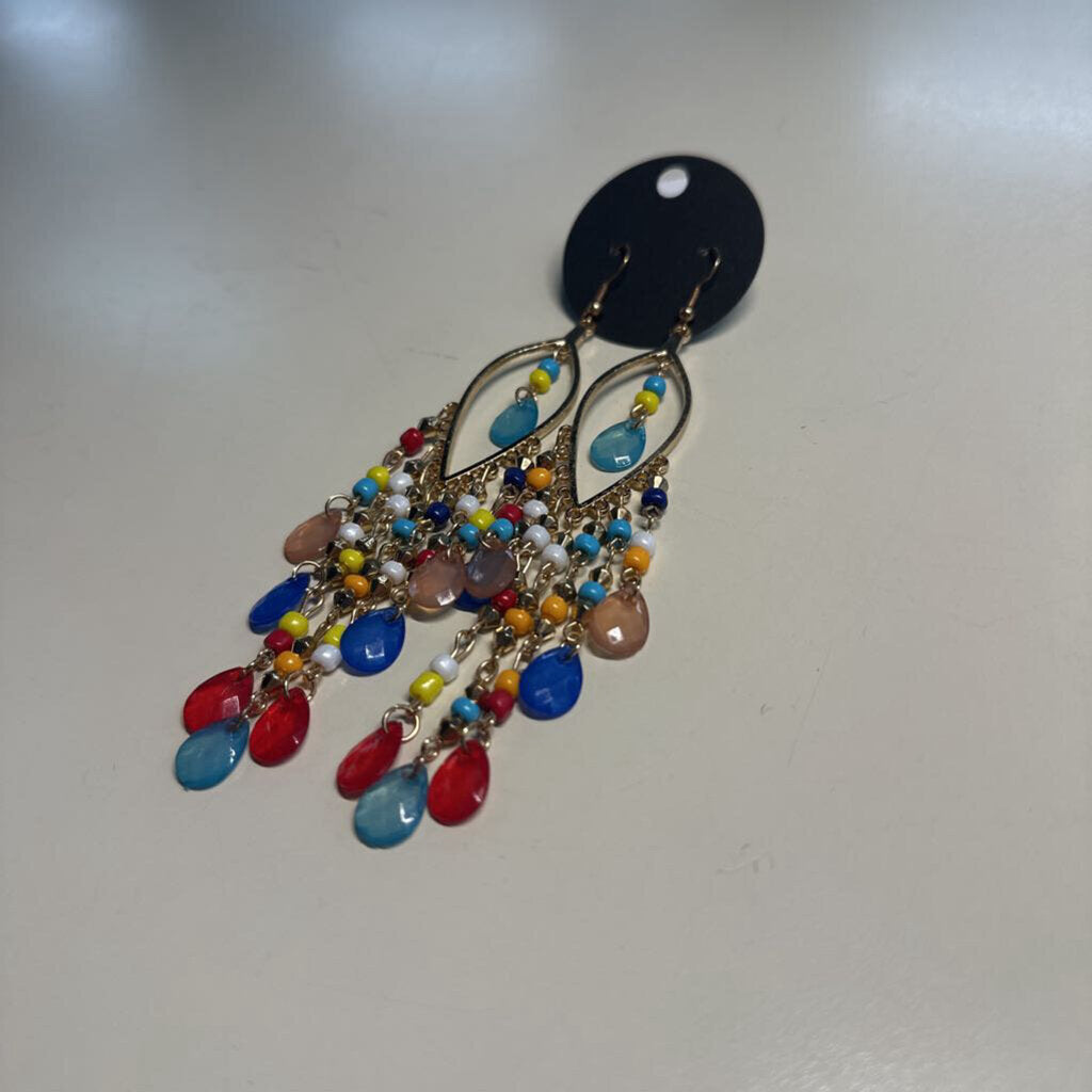 Multi Colored Stone Chandelier Earrings