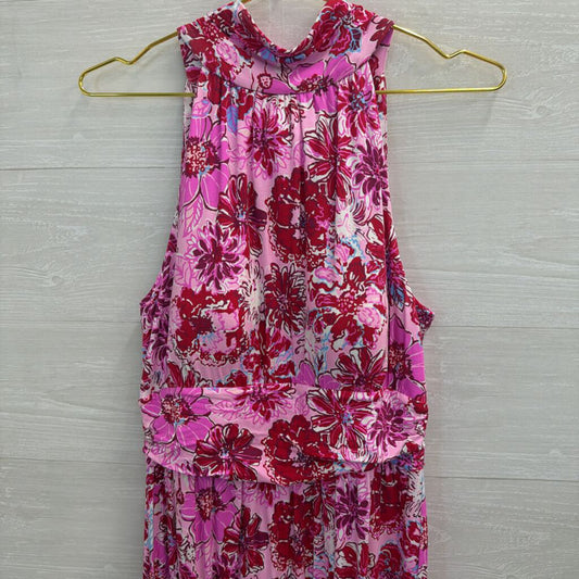 Lilly Pulitzer Pink/ Multi Print High Neck Maxi Dress Medium