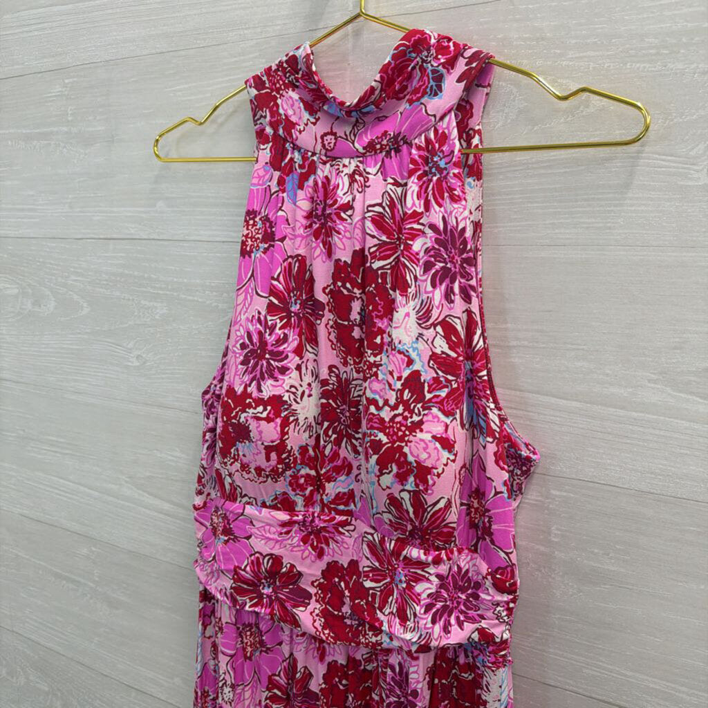 Lilly Pulitzer Pink/ Multi Print High Neck Maxi Dress Medium