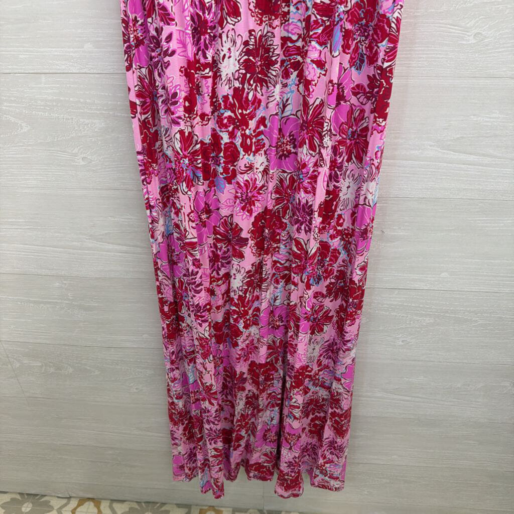 Lilly Pulitzer Pink/ Multi Print High Neck Maxi Dress Medium