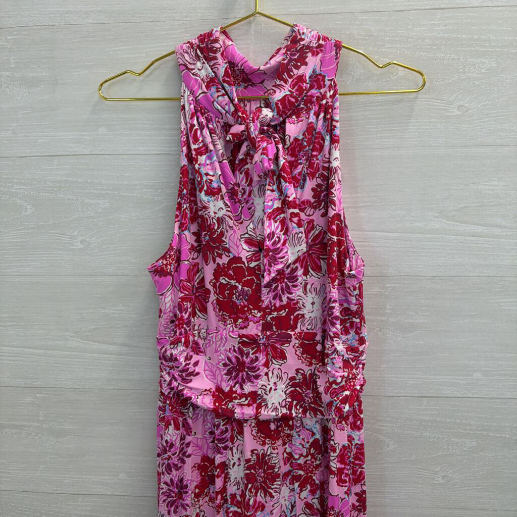 Lilly Pulitzer Pink/ Multi Print High Neck Maxi Dress Medium