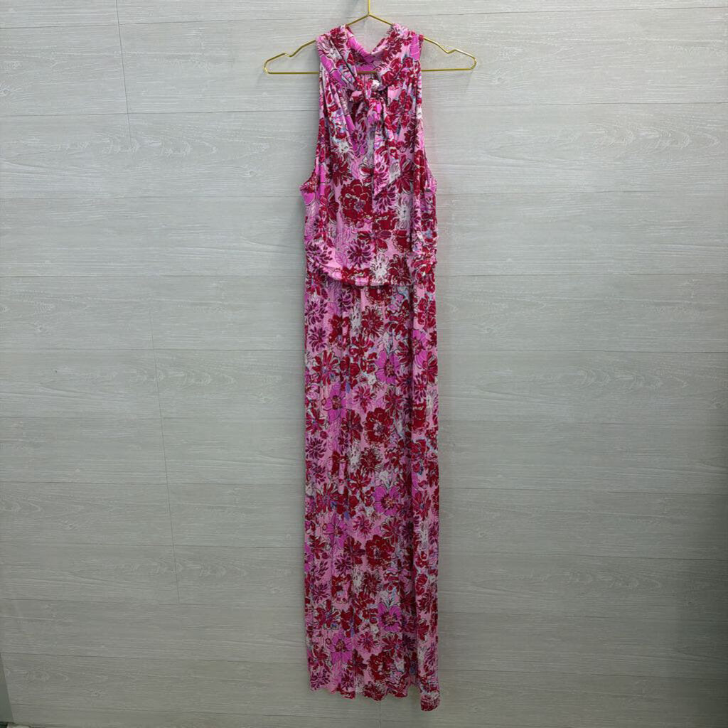 Lilly Pulitzer Pink/ Multi Print High Neck Maxi Dress Medium