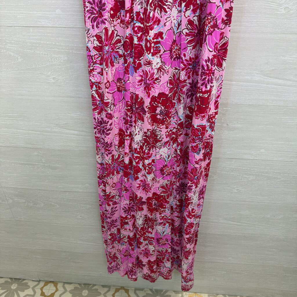 Lilly Pulitzer Pink/ Multi Print High Neck Maxi Dress Medium