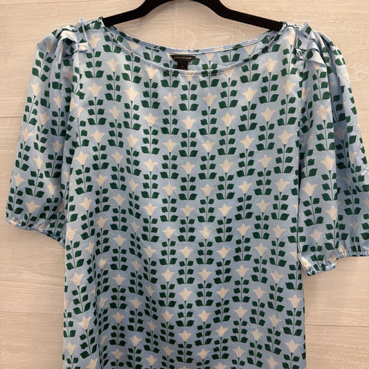 Ann Taylor Blue/ Multi Print Silky Short Sleeve Top Medium