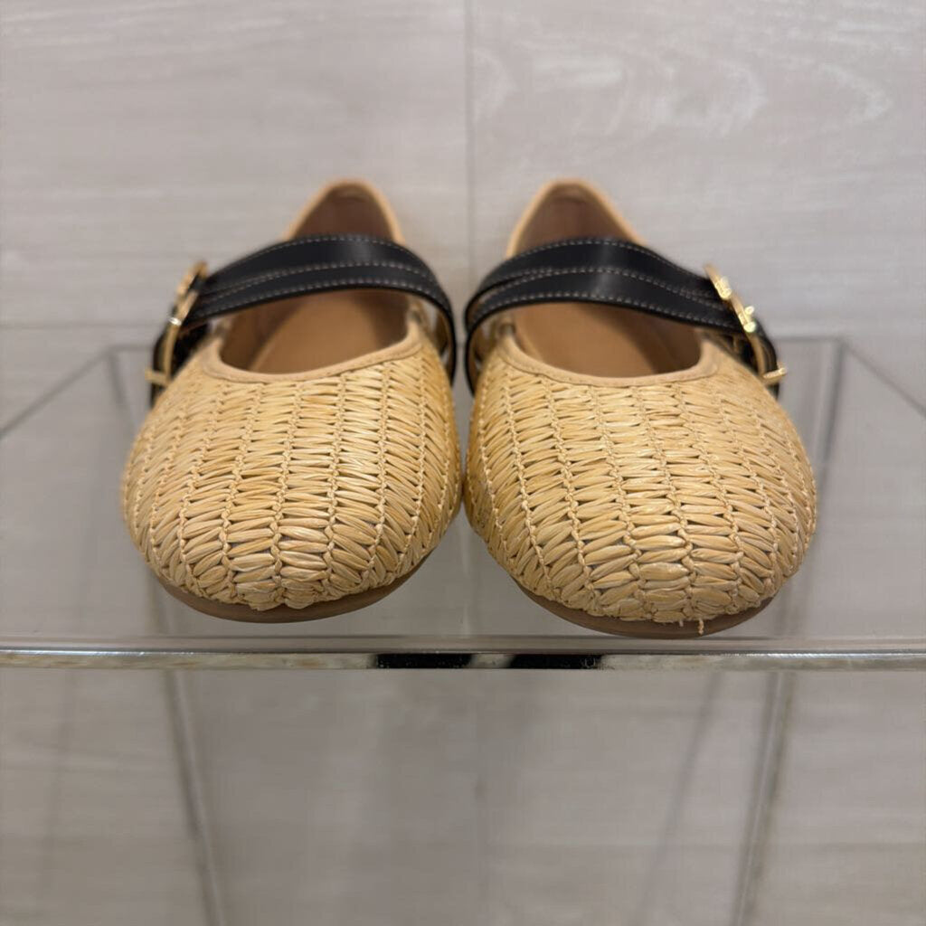 Natural Raffia Double Strap Henrietta Flats 10
