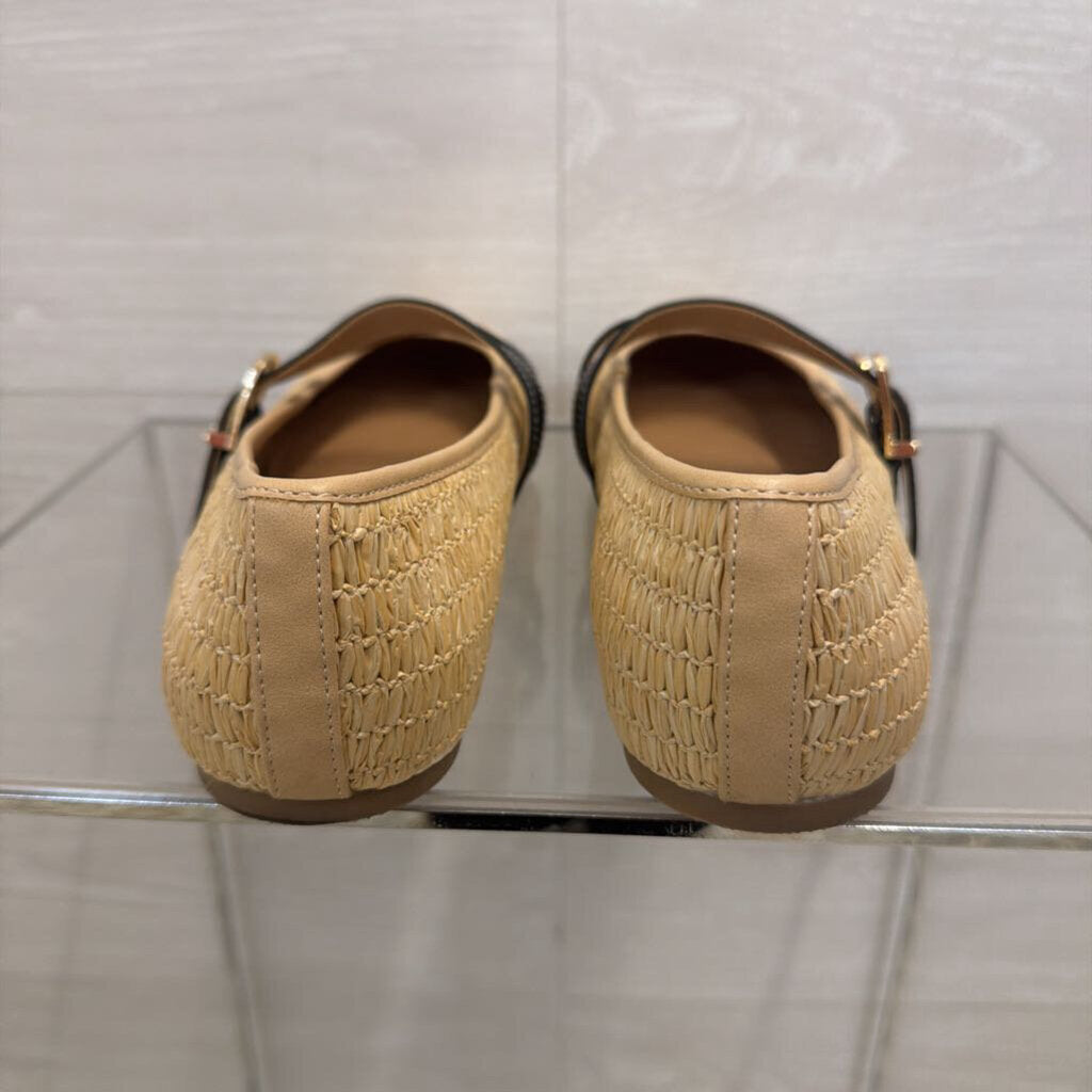 Natural Raffia Double Strap Henrietta Flats 10