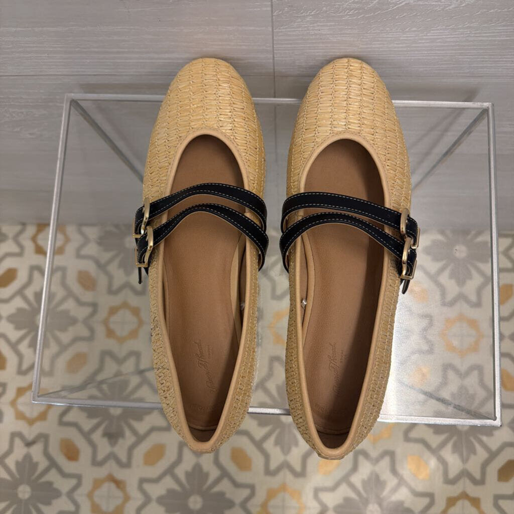 Natural Raffia Double Strap Henrietta Flats 10
