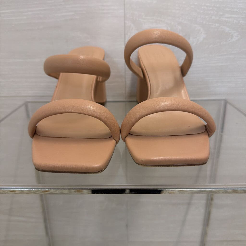 Shu Shop Beige Double Strap Farah Block Heels 11