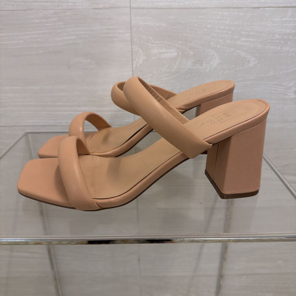 Shu Shop Beige Double Strap Farah Block Heels 11
