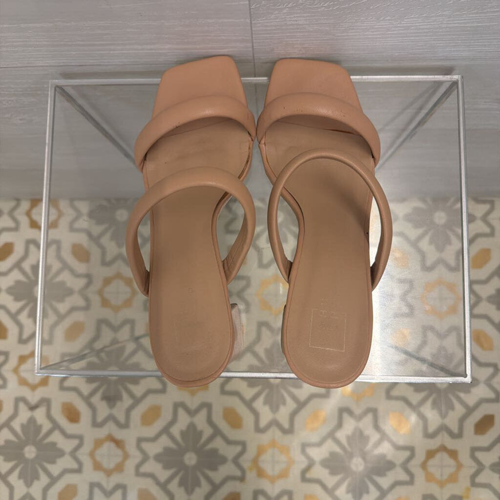 Shu Shop Beige Double Strap Farah Block Heels 11