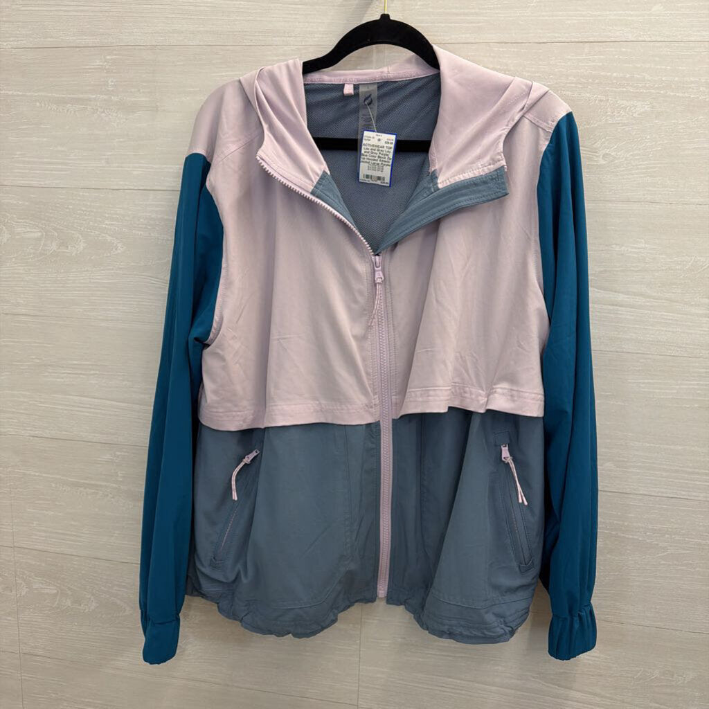 Lou and Grey Purple/ Blue Color Block Zip Up Hooded Athletic Jacket Large