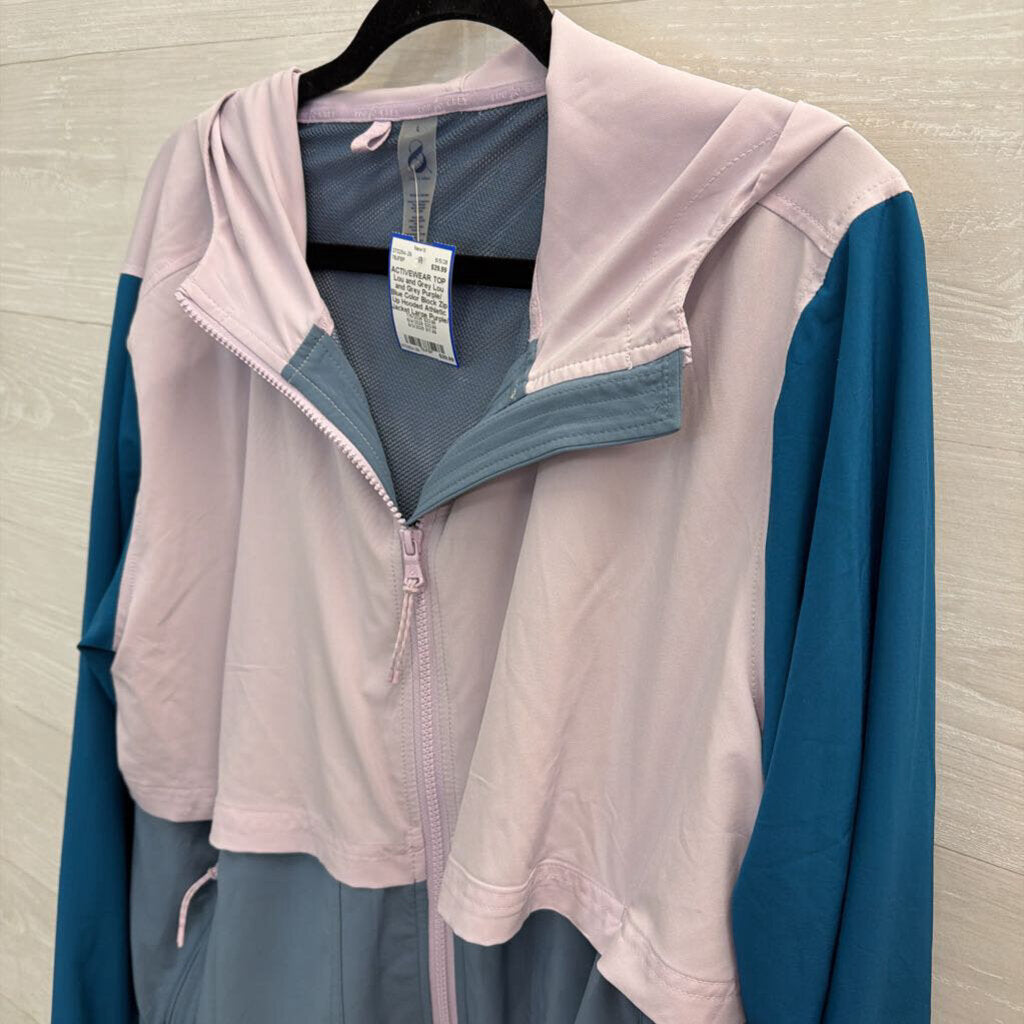 Lou and Grey Purple/ Blue Color Block Zip Up Hooded Athletic Jacket Large