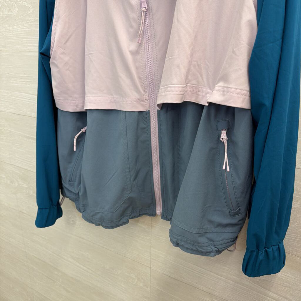 Lou and Grey Purple/ Blue Color Block Zip Up Hooded Athletic Jacket Large