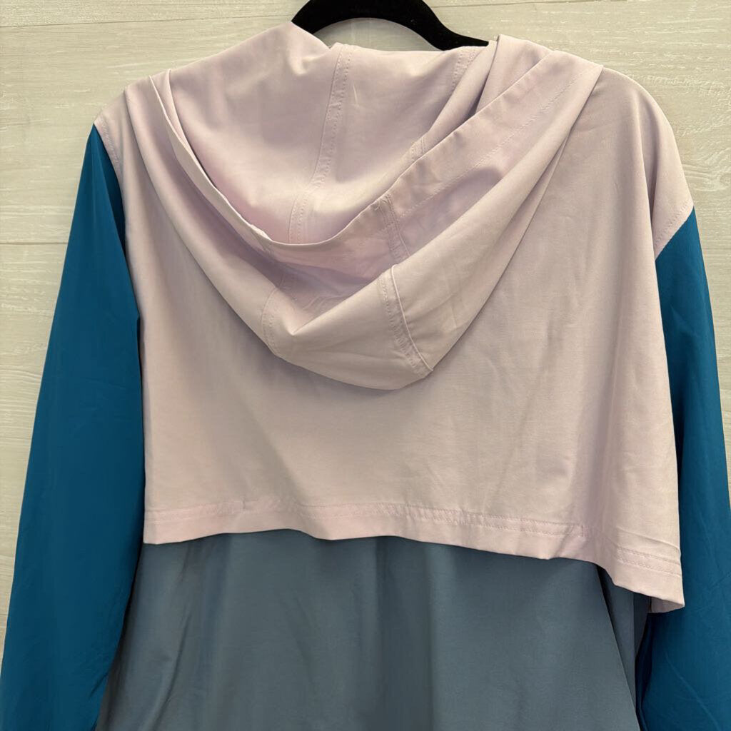 Lou and Grey Purple/ Blue Color Block Zip Up Hooded Athletic Jacket Large