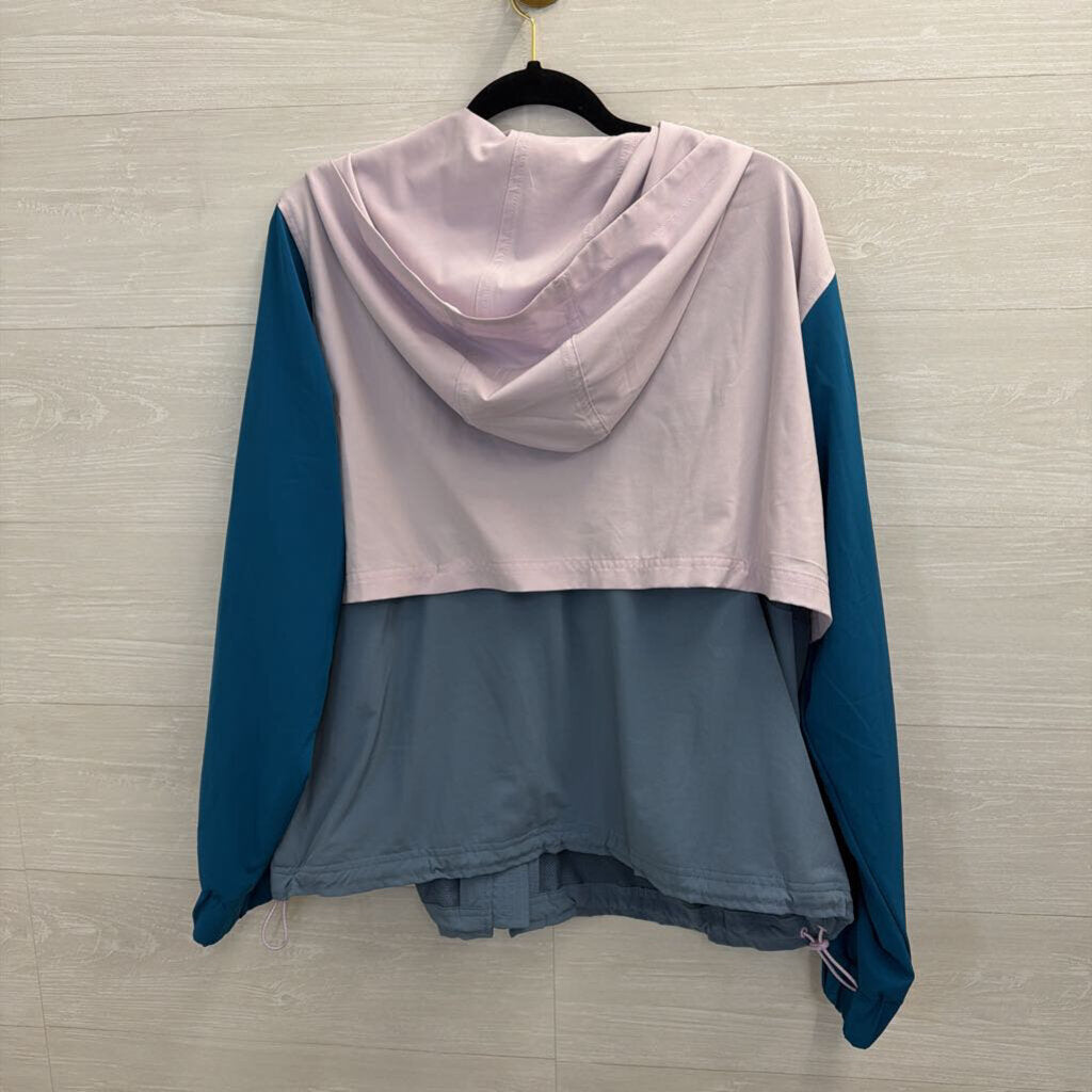 Lou and Grey Purple/ Blue Color Block Zip Up Hooded Athletic Jacket Large