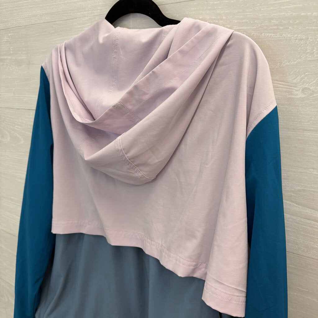 Lou and Grey Purple/ Blue Color Block Zip Up Hooded Athletic Jacket Large