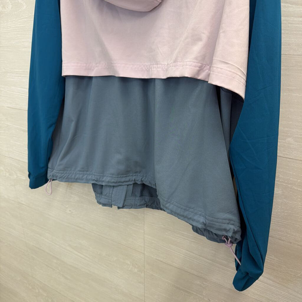 Lou and Grey Purple/ Blue Color Block Zip Up Hooded Athletic Jacket Large