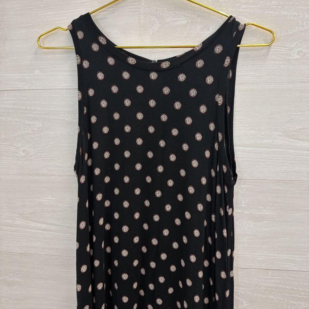 Loft Black/ Multi Print Sleeveless Shift Dress Medium
