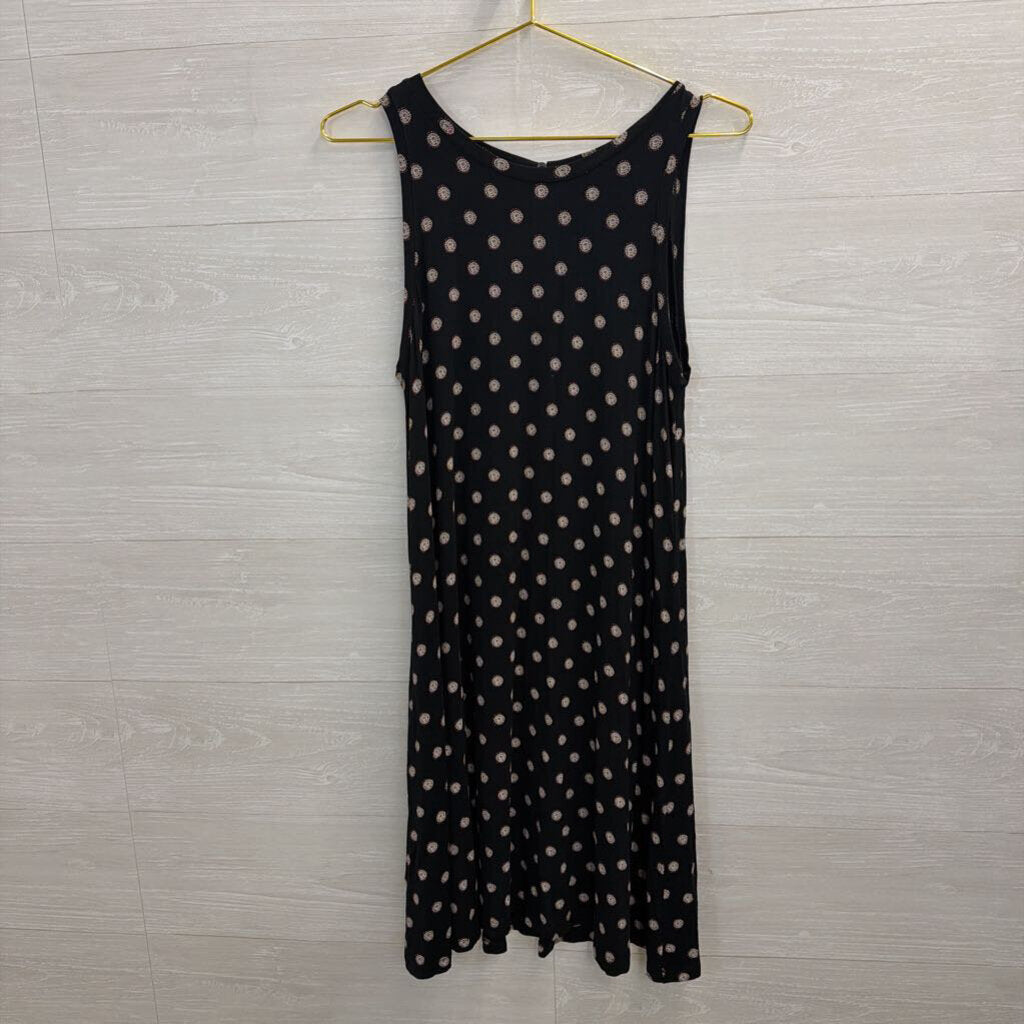 Loft Black/ Multi Print Sleeveless Shift Dress Medium