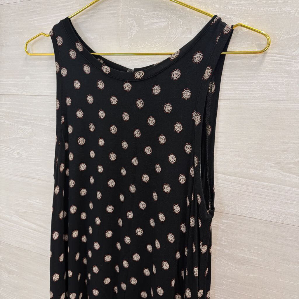 Loft Black/ Multi Print Sleeveless Shift Dress Medium