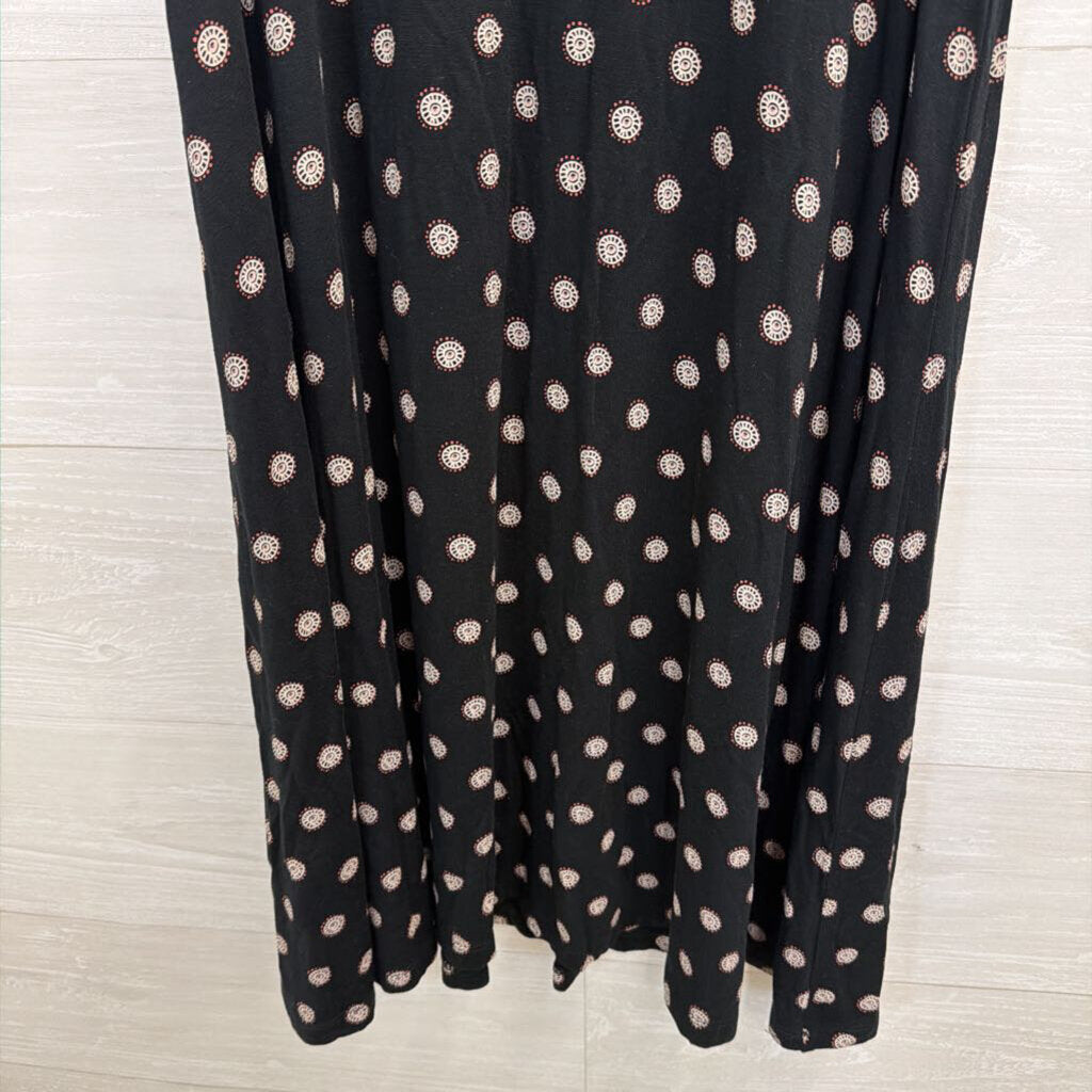 Loft Black/ Multi Print Sleeveless Shift Dress Medium