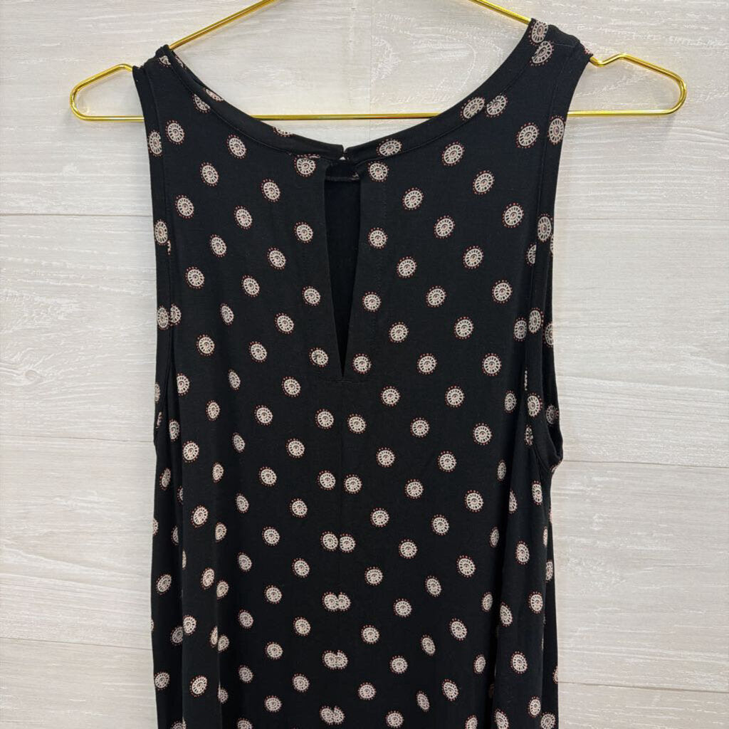 Loft Black/ Multi Print Sleeveless Shift Dress Medium