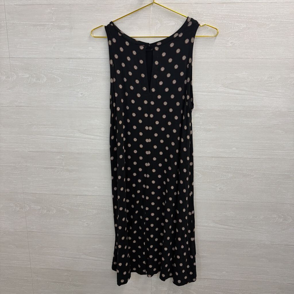 Loft Black/ Multi Print Sleeveless Shift Dress Medium