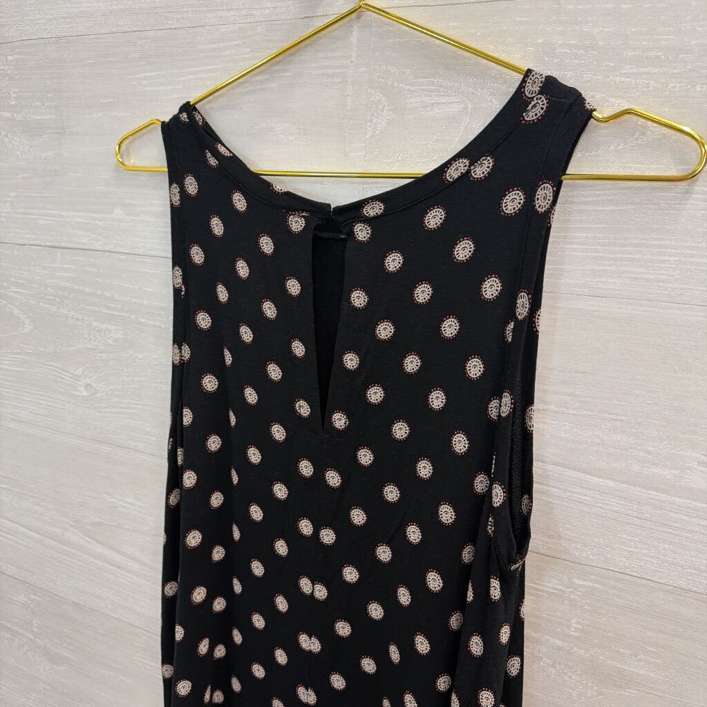 Loft Black/ Multi Print Sleeveless Shift Dress Medium