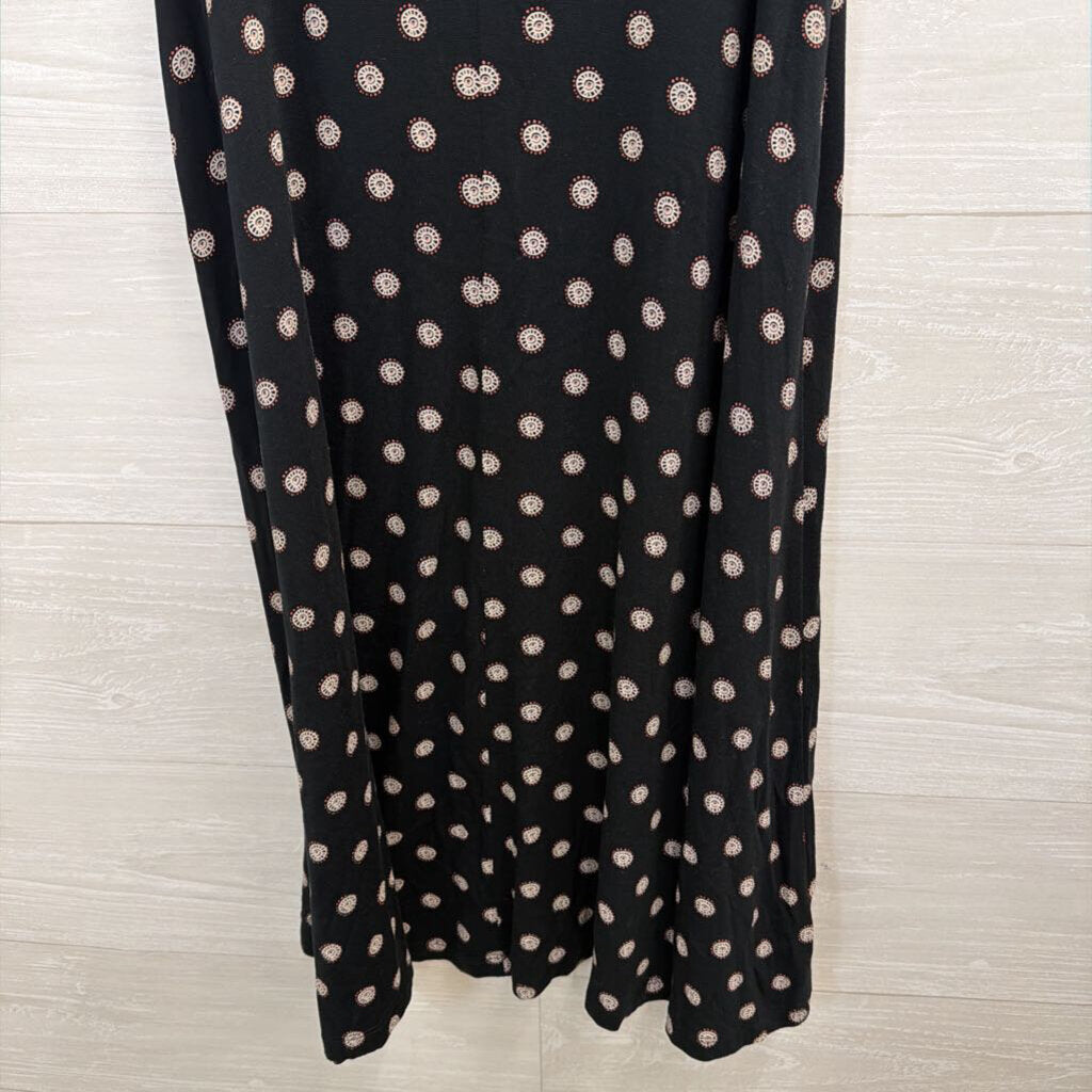 Loft Black/ Multi Print Sleeveless Shift Dress Medium