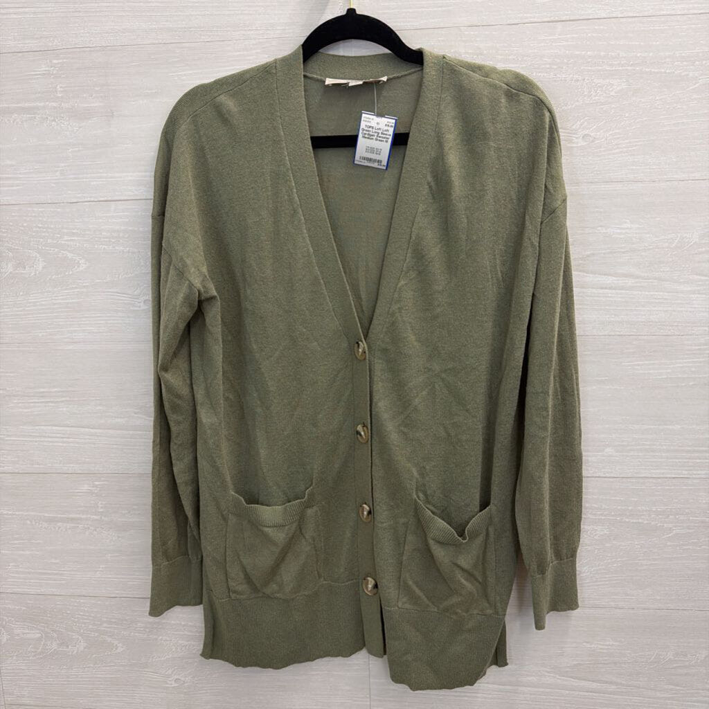 Loft Green Long Sleeve Cardigan Sweater Medium