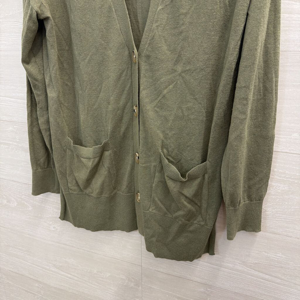Loft Green Long Sleeve Cardigan Sweater Medium