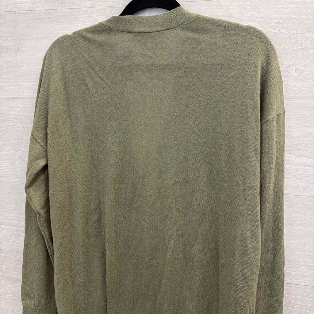 Loft Green Long Sleeve Cardigan Sweater Medium