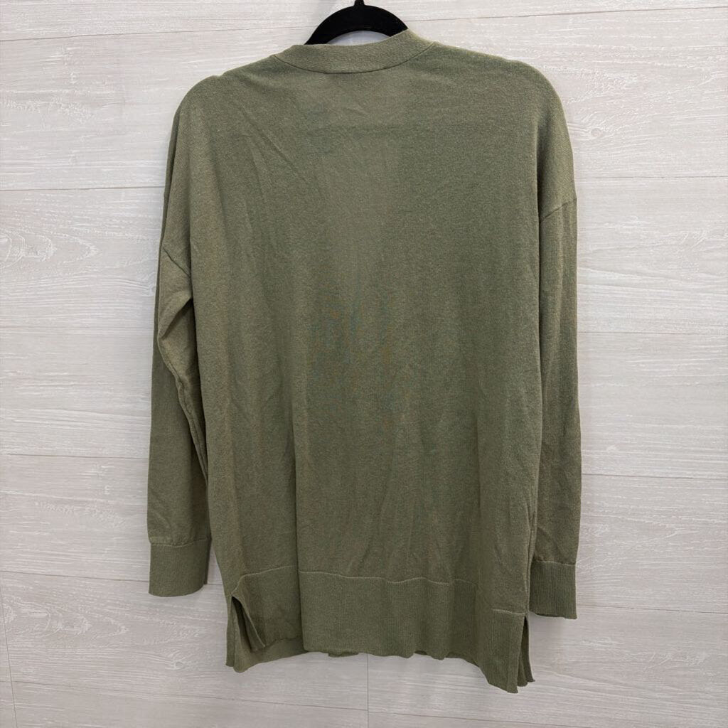 Loft Green Long Sleeve Cardigan Sweater Medium