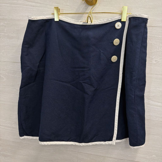 Loft Navy/ White Trim Skirt 14