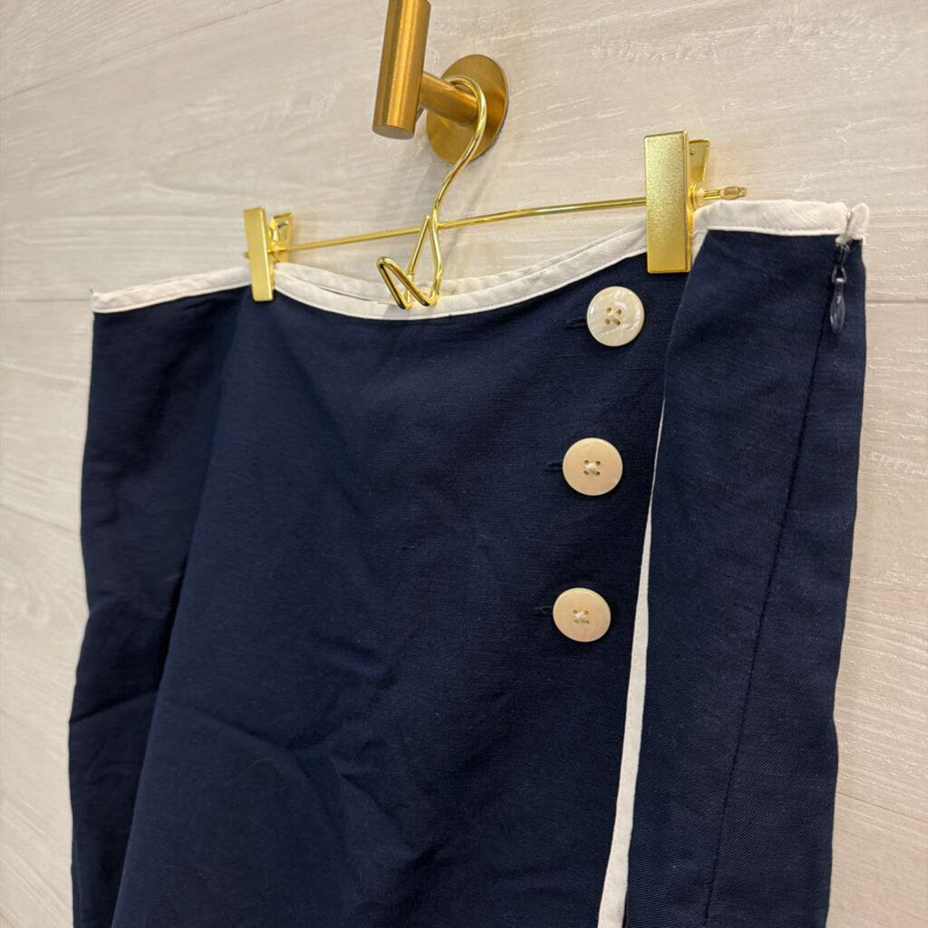 Loft Navy/ White Trim Skirt 14
