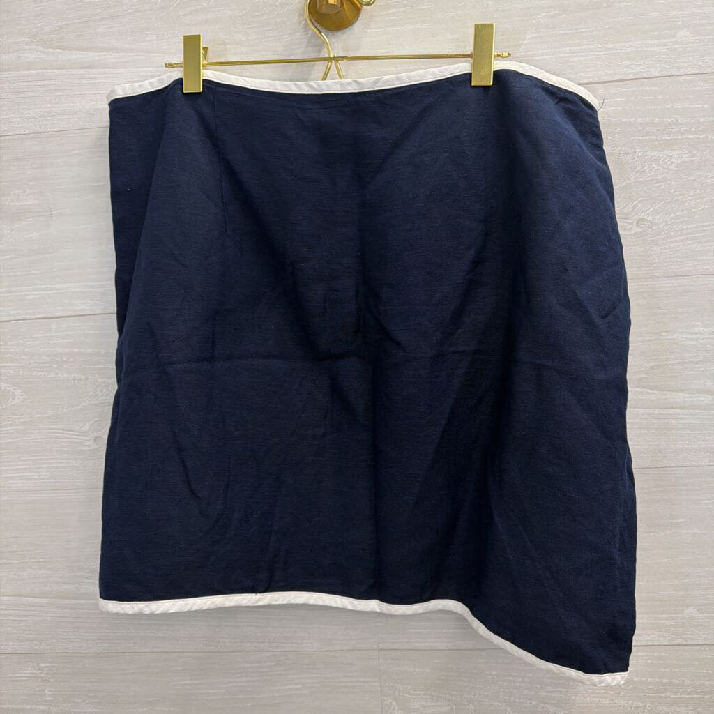 Loft Navy/ White Trim Skirt 14