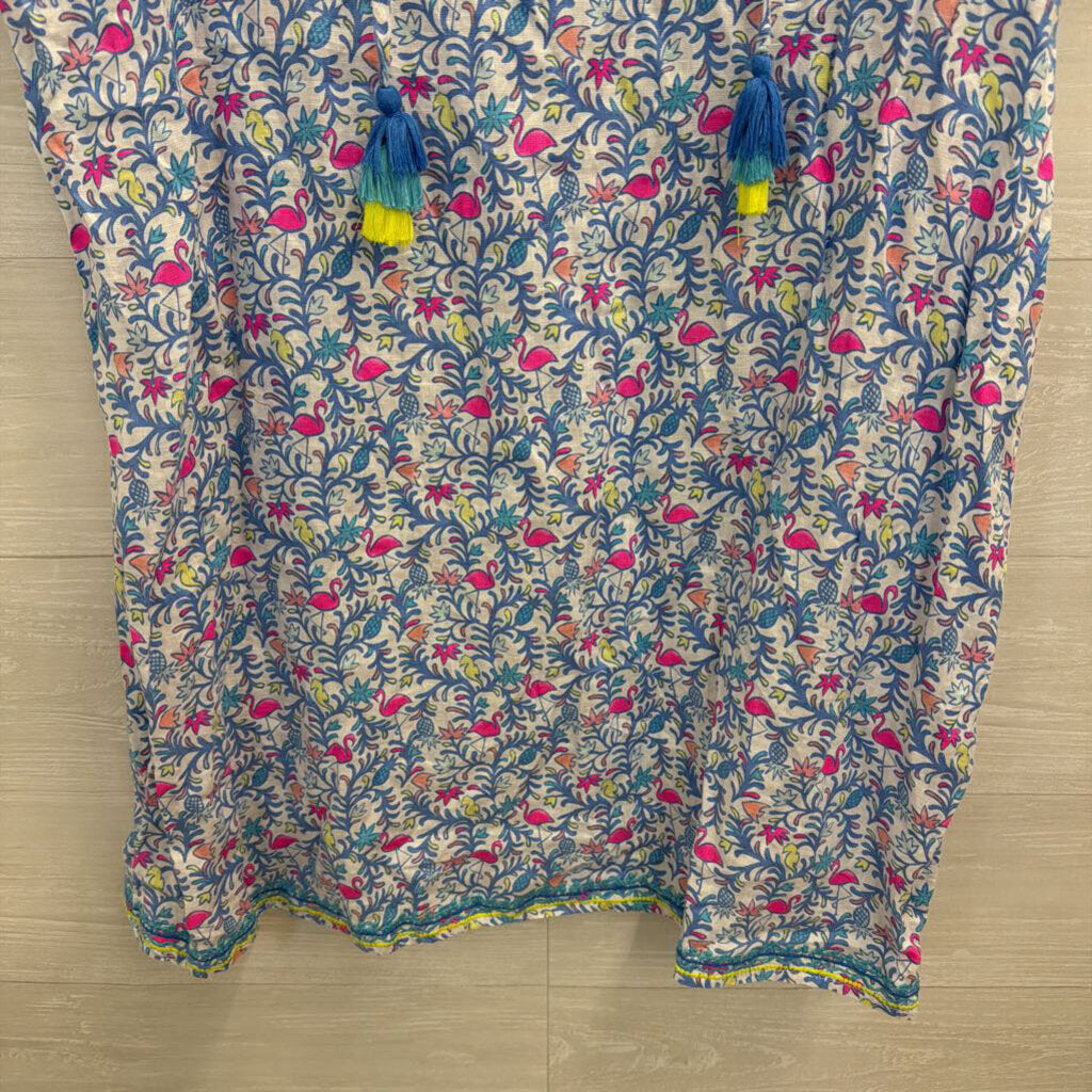 Vineyard Vines White/ Multi Print Short Flutter Sleeve Shift Dress Extra Large