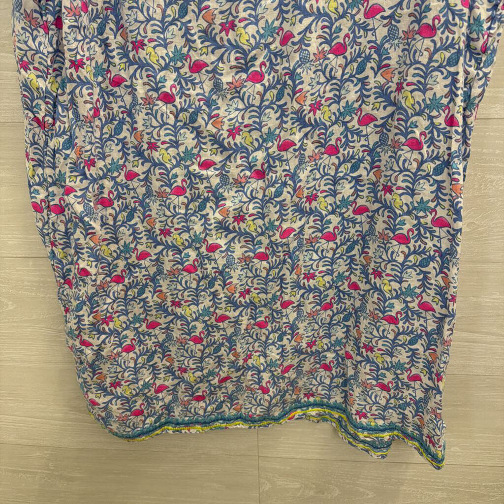 Vineyard Vines White/ Multi Print Short Flutter Sleeve Shift Dress Extra Large